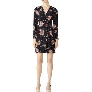 Slate &‎ Willow Black Floral Drape Dress Size 8 Red black floral printed crepe